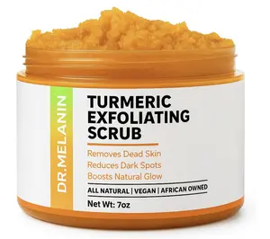 Dr.Melanin Turmeric Exfoliating Scrub Body Care Cleanser - Removes Dead Skin Reduces Dark Spots Boosts Natural Glow All Natural Vegan African Owned, Cleansing, Skin Exfoliate